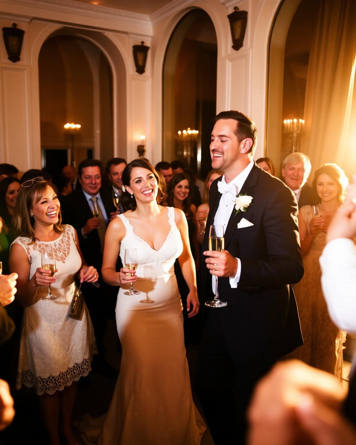 Couple dancing with guests